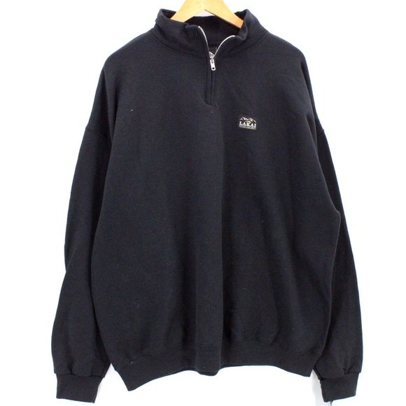 Lakai Sweatshirt Season Mens Black Pullover Long Sleeve Quarter Zip Size 2XL NWT - Picture 1 of 12